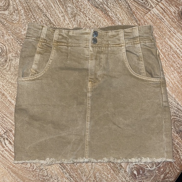 Free People Tan Denim Back Buckle Mini Skirt - Picture 4 of 6
